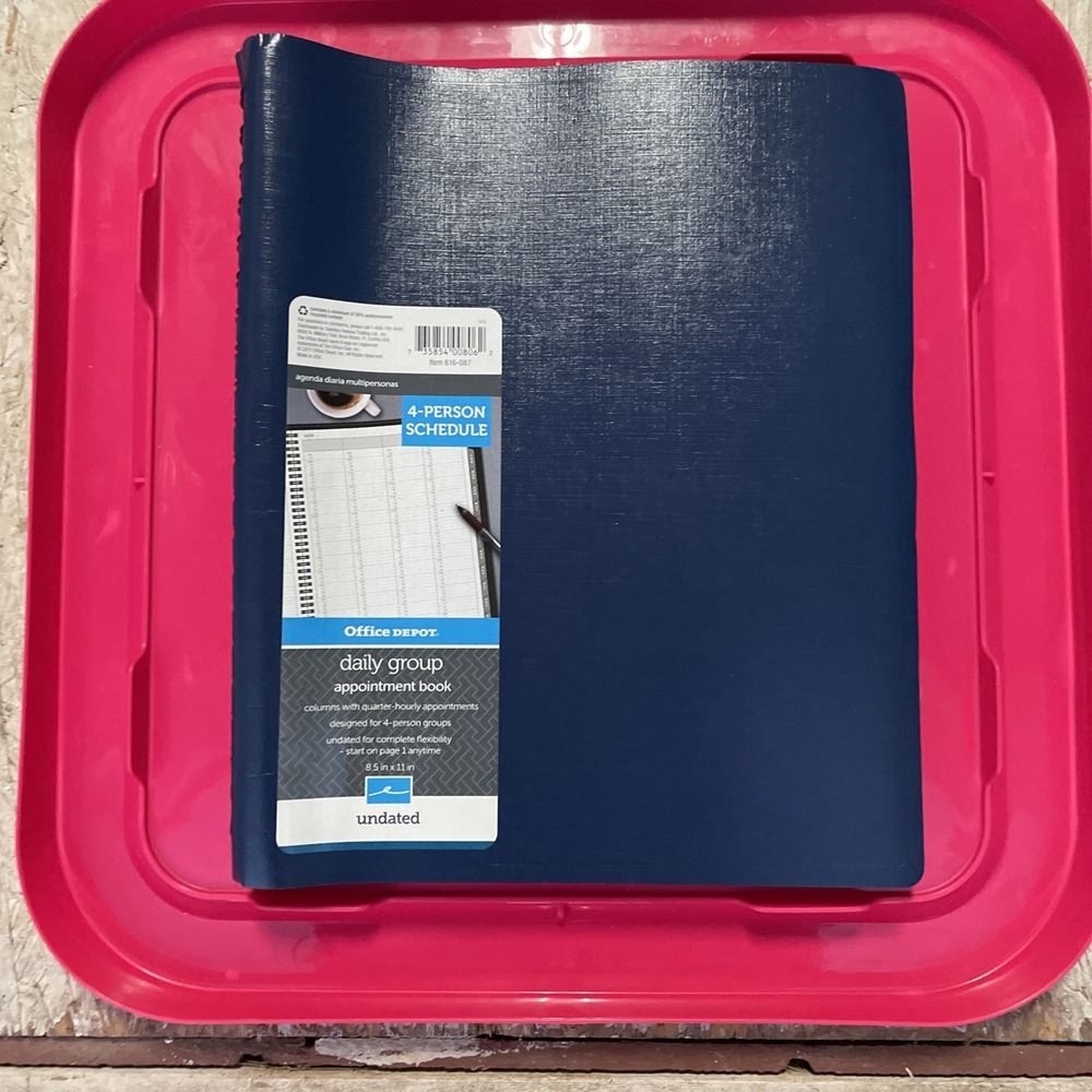 Daily Group Appointment Book 4 Person Schedule Undated navy  1/4 Hour Slots NEW